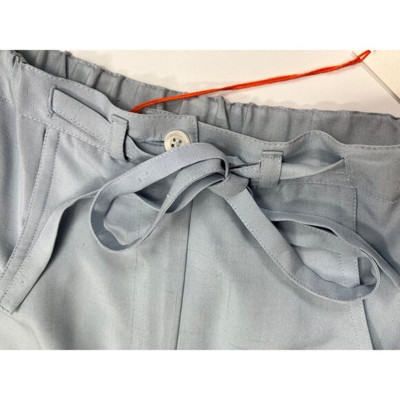 AW Medium Light Blue High-Waisted Midi Skirt With Pockets & Tie Belt 83i - Picture 7 of 9